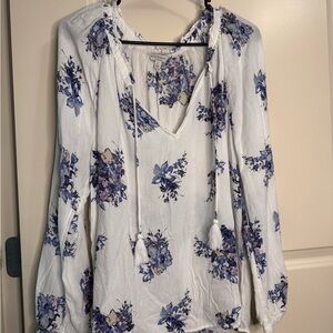 Lucky Brand White and Purple Blouse size L